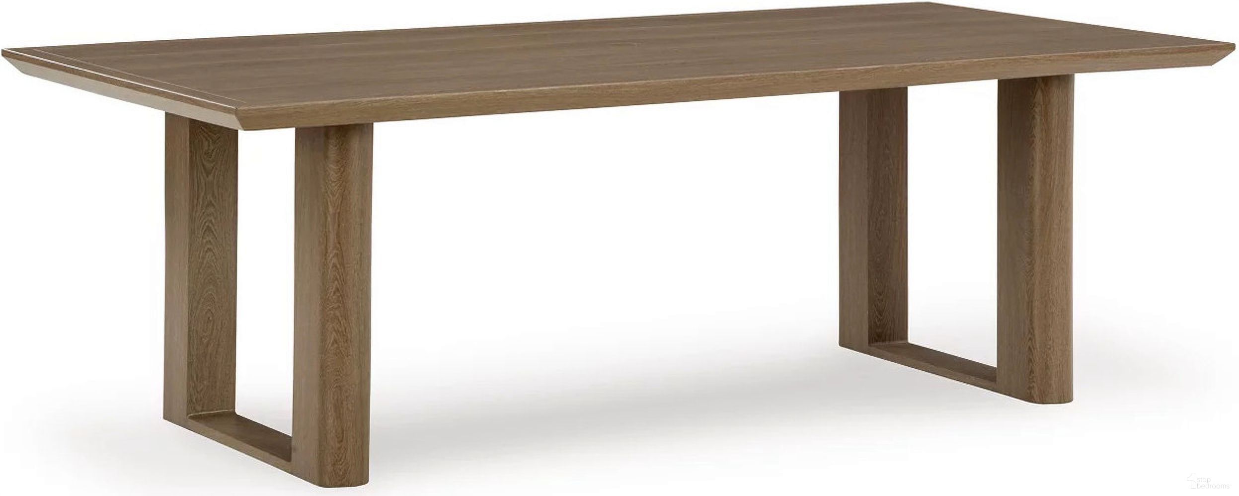 The appearance of Serene Bay Outdoor Dining Table In Dark Brown designed by Signature Design by Ashley in the transitional interior design. This dark brown piece of furniture was selected by 1StopBedrooms from Serene Bay Collection to add a touch of cosiness and style into your home. Sku: P671-625. Table Base Style: Double Pedestal. Material: Metal. Table Top Shape: Rectangular.