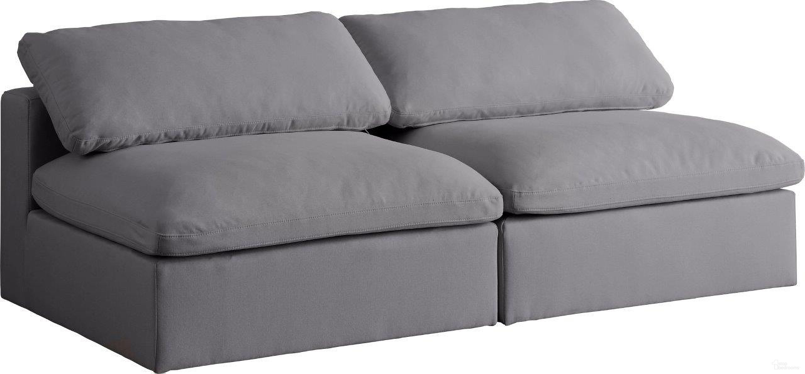The appearance of Serene Linen Textured Fabric Deluxe Comfort 2 Piece Modular Armless Sofa In Grey designed by Meridian in the modern / contemporary interior design. This grey piece of furniture was selected by 1StopBedrooms from Serene Collection to add a touch of cosiness and style into your home. Sku: 601Grey-Armless;601Grey-Armless. Material: Wood.