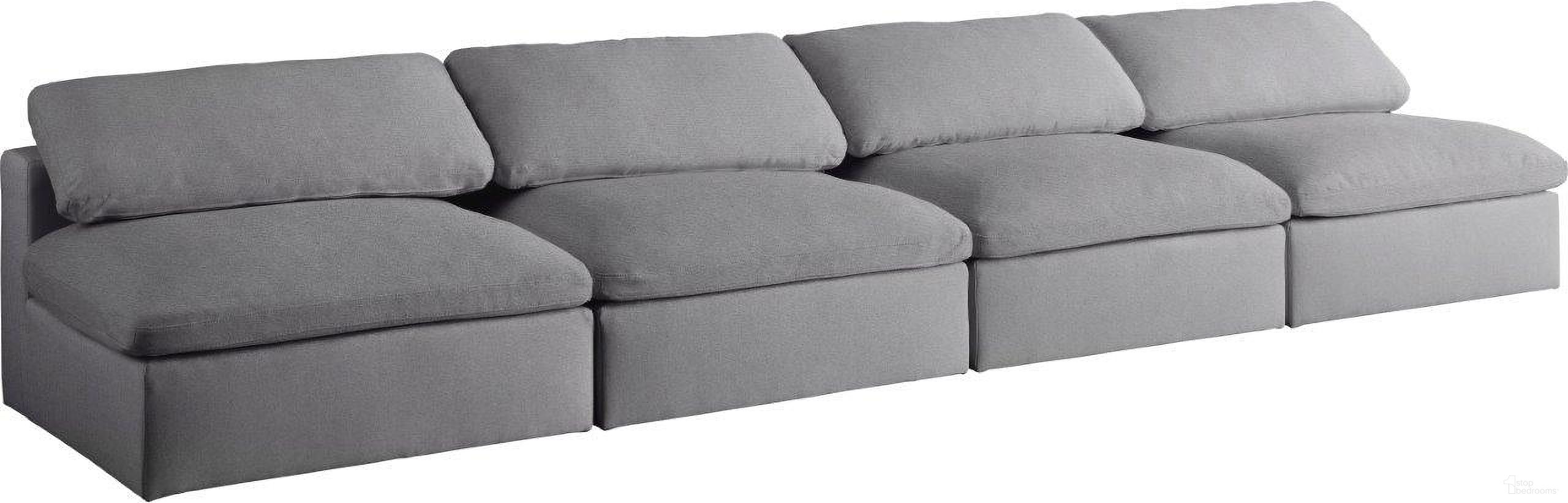 The appearance of Serene Linen Textured Fabric Deluxe Comfort 4 Piece Modular Armless Sofa In Grey designed by Meridian in the modern / contemporary interior design. This grey piece of furniture was selected by 1StopBedrooms from Serene Collection to add a touch of cosiness and style into your home. Sku: 601Grey-Armless;601Grey-Armless;601Grey-Armless;601Grey-Armless. Material: Wood.
