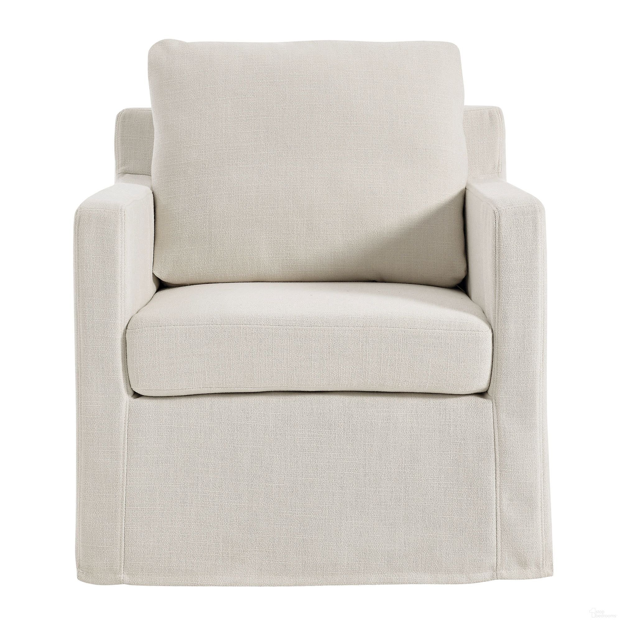 The appearance of Serene Linen Slipcovered Swivel Armchair In Salt designed by Modway in the modern / contemporary interior design. This salt piece of furniture  was selected by 1StopBedrooms from Serene Collection to add a touch of cosiness and style into your home. Sku: EEI-6910-SAL. Material: Metal.