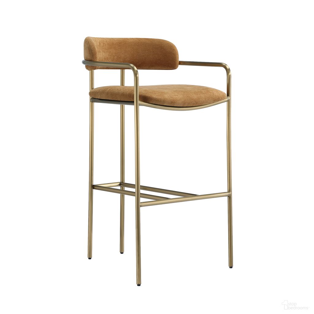 Serene Metal Upholstered Barstool In Turmeric