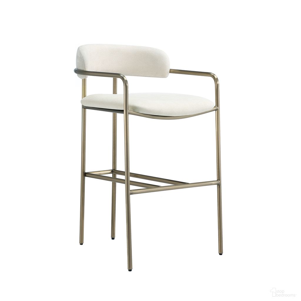 Serene Metal Upholstered Counter Stool In Alabaster