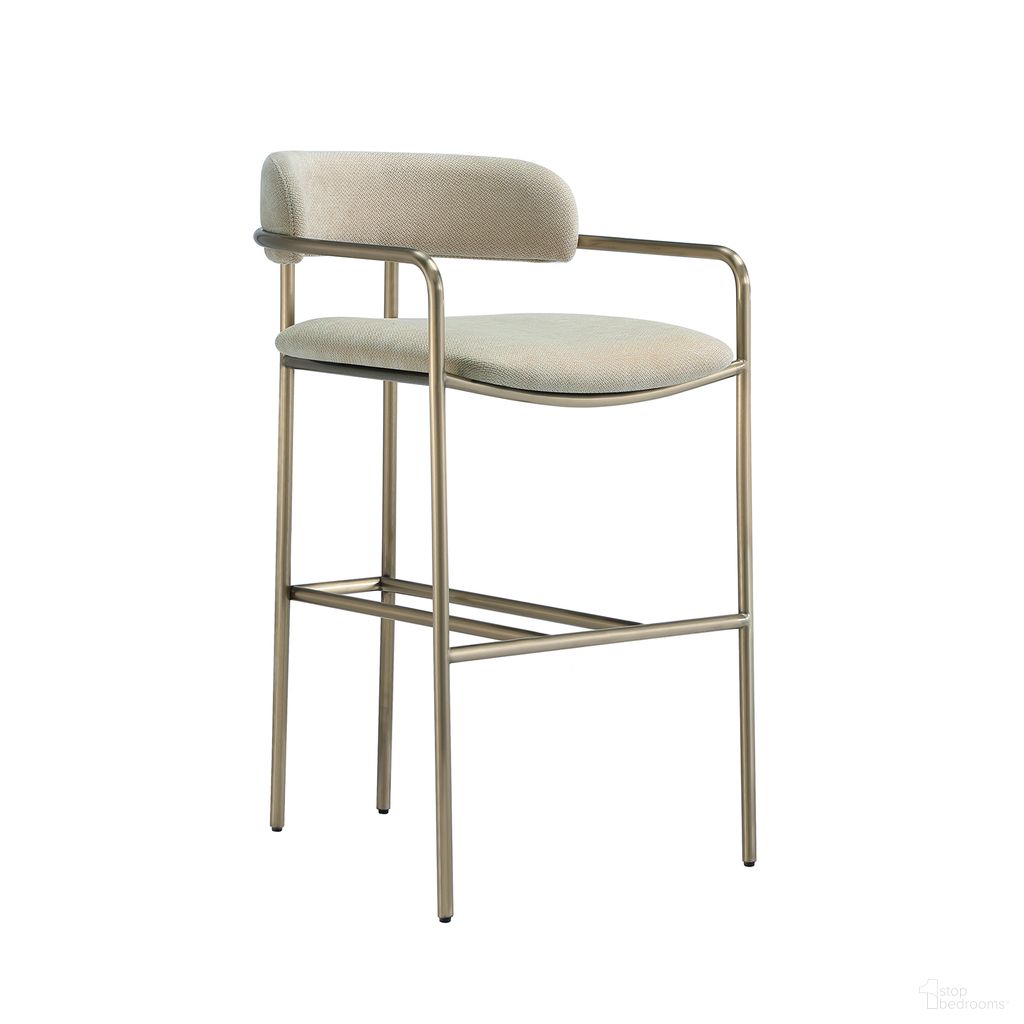 Serene Metal Upholstered Counter Stool In Taupe