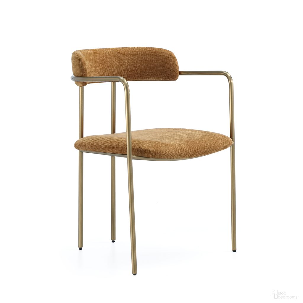 Serene Metal Upholstered Dining Chair In Turmeric