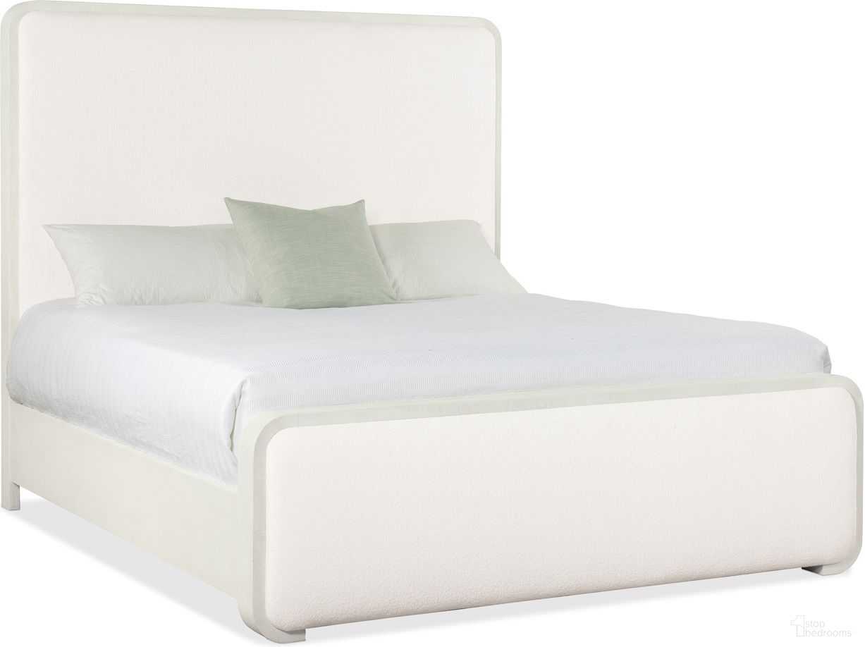 The appearance of Serenity Ashore California King Upholstered Panel Bed designed by Hooker in the transitional interior design. This beige piece of furniture  was selected by 1StopBedrooms from Serenity Collection to add a touch of cosiness and style into your home. Sku: 6350-90363-03;6350-90367-03;6350-90368-03. Bed Type: Panel Bed. Material: Wood. Bed Size: California King.