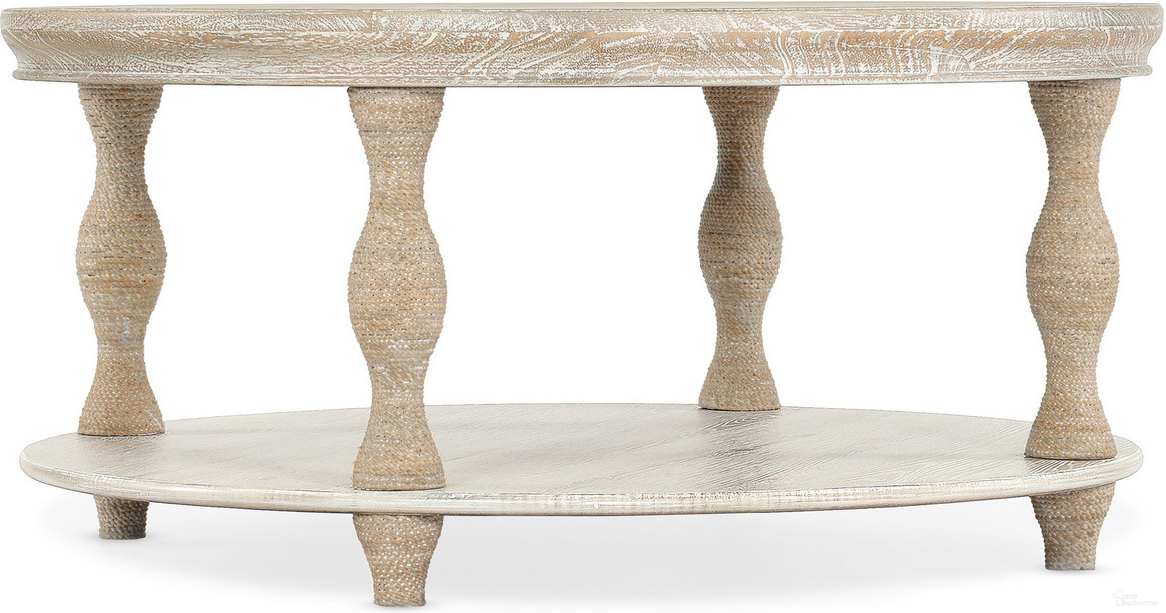 The appearance of Serenity Bahari Round Cocktail Table designed by Hooker in the transitional interior design. This light wood piece of furniture  was selected by 1StopBedrooms from Serenity Collection to add a touch of cosiness and style into your home. Sku: 6350-80111-80. Material: Oak Veneer.
