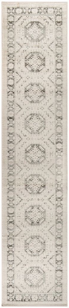 Serenity Home 2'2" x 7'6" Vintage Indoor Rug In Ivory Grey