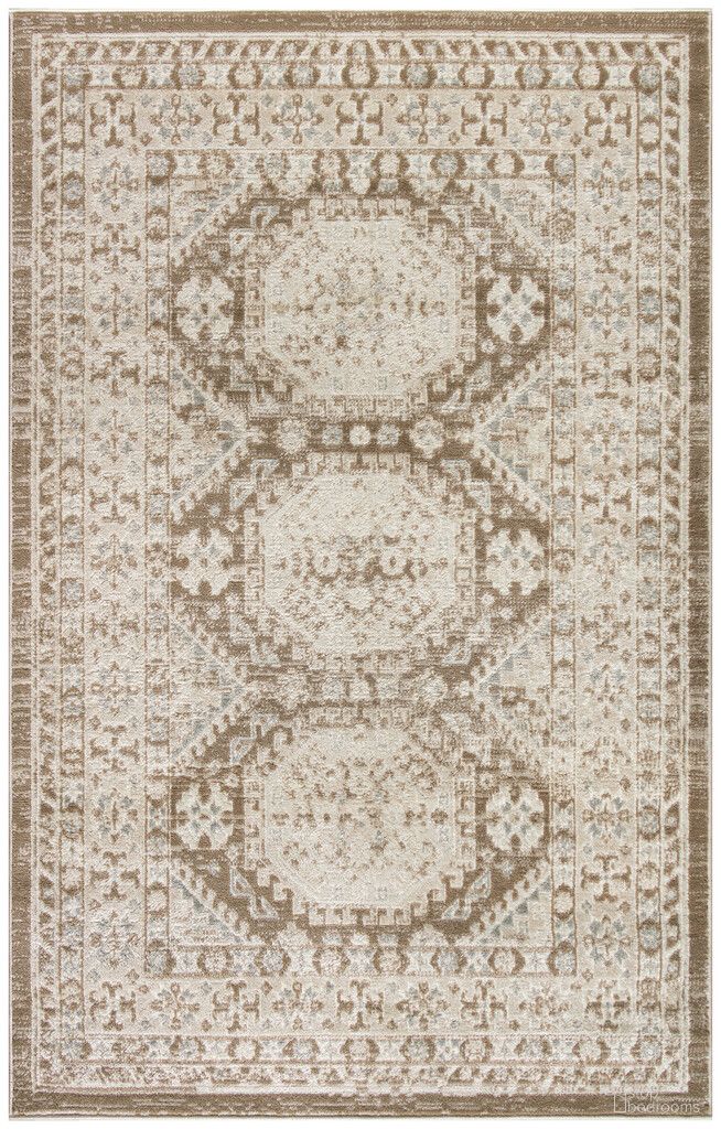 Serenity Home 3'11" x 5'11" Vintage Indoor Rug In Mocha and Ivory