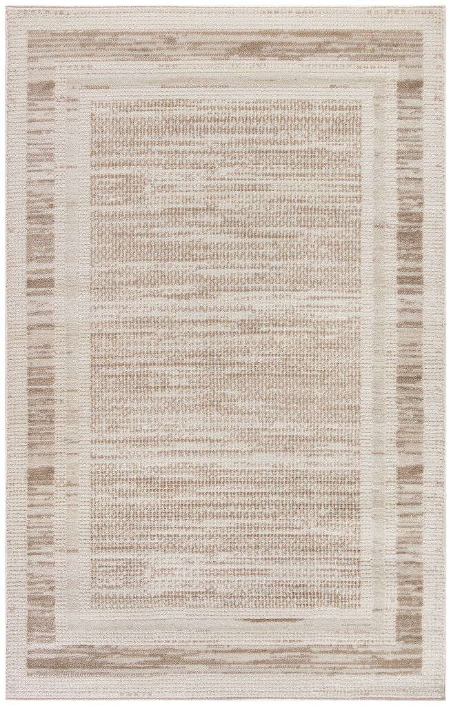 Serenity Home 3'11" x 5'11" Modern Indoor Rug In Mocha and Ivory