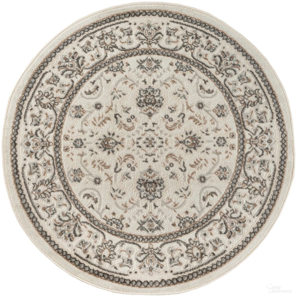 Serenity Home 4' x 4' Round Indoor Rug In Mocha and Ivory