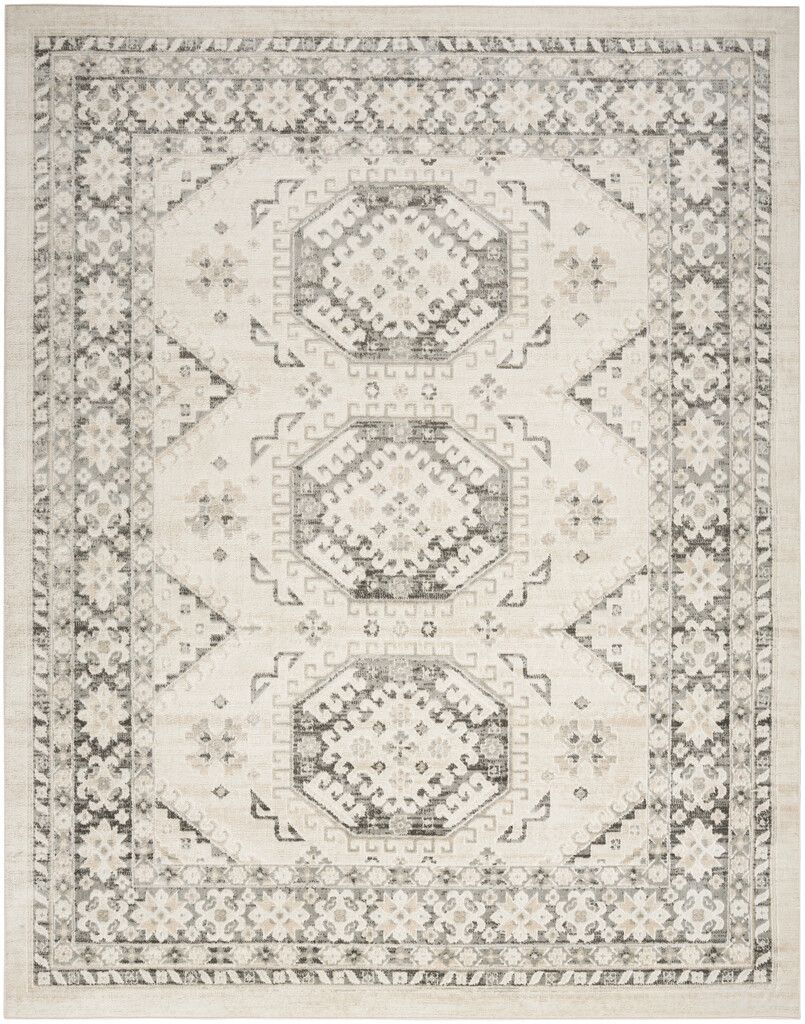 Serenity Home 7'10" x 9'10" Vintage Indoor Rug In Ivory Grey