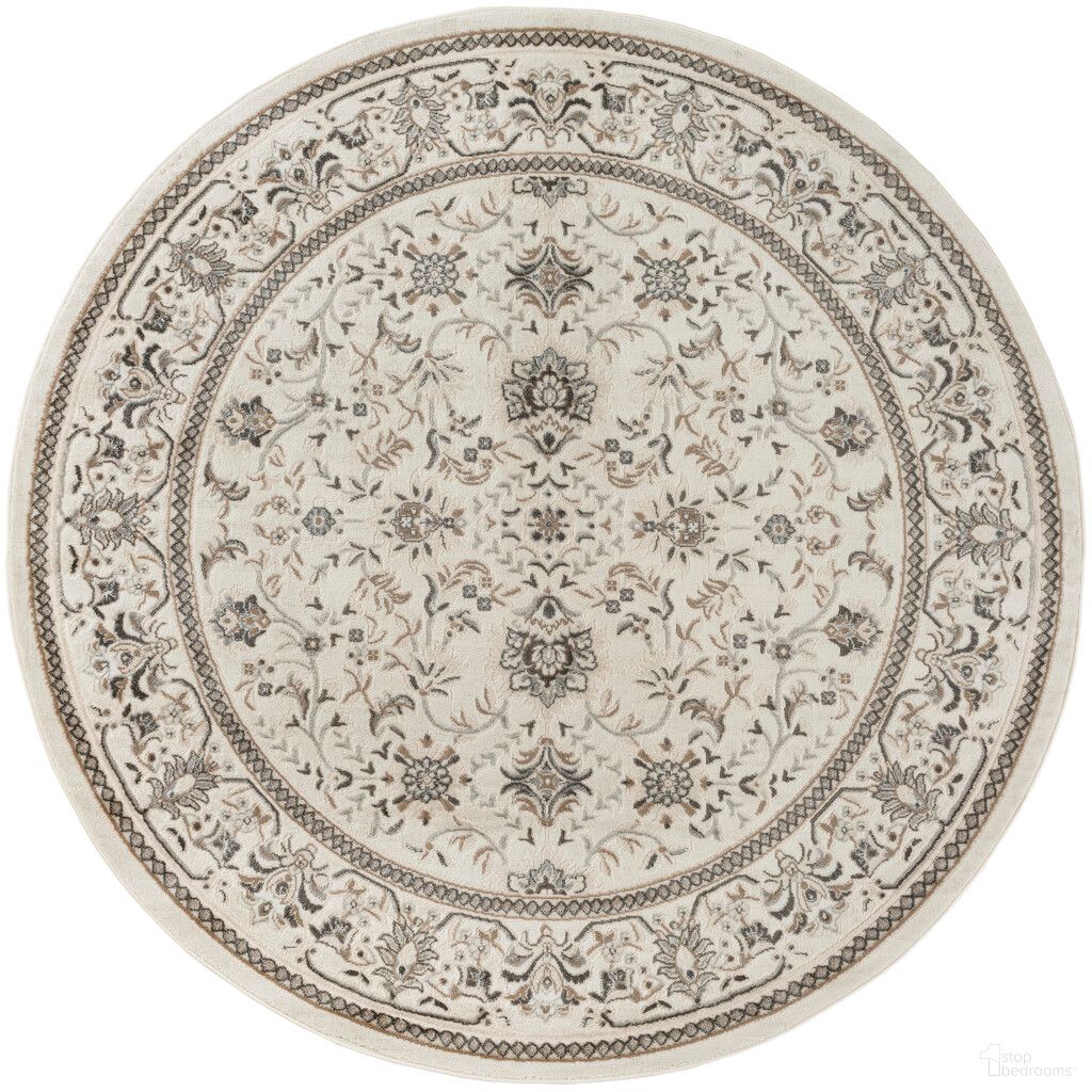 Serenity Home 8' x 8' Round Indoor Rug In Mocha and Ivory