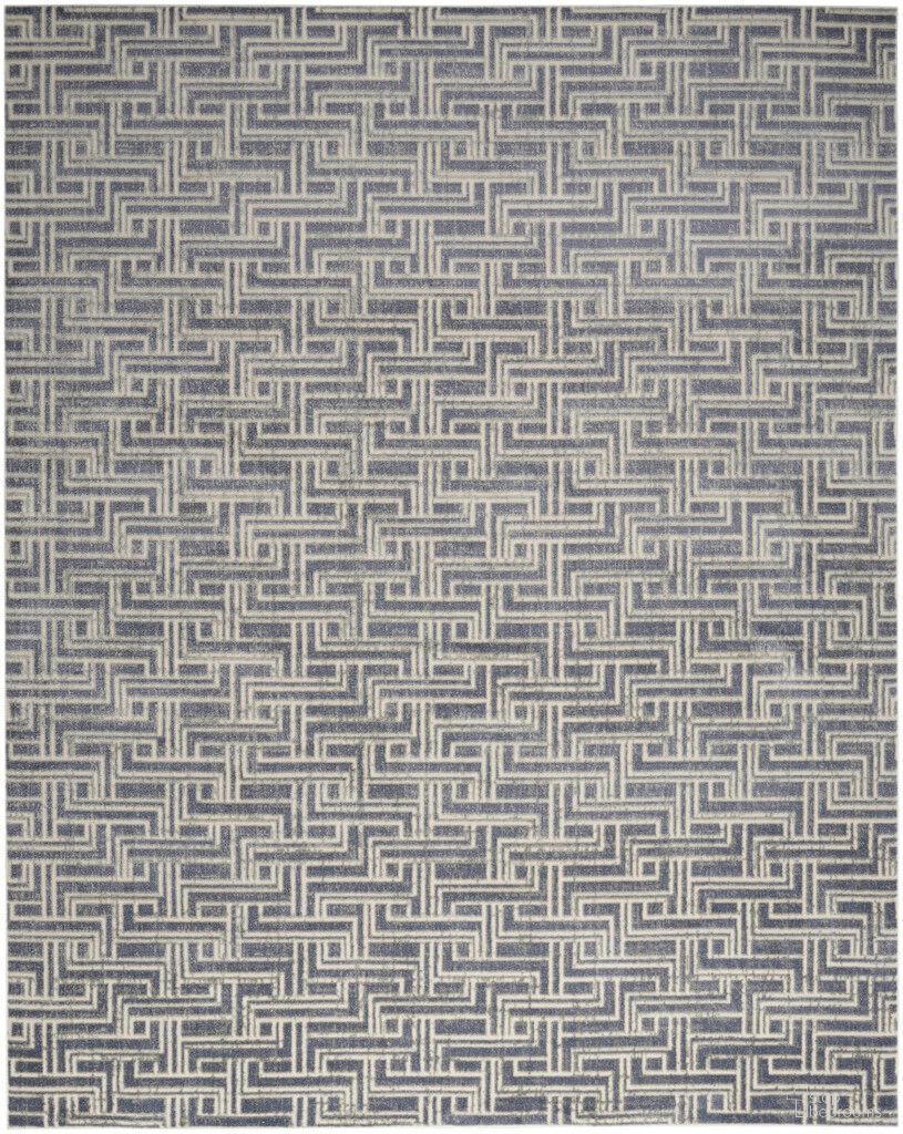 Serenity Home 9' x 12' Indoor Rug In Blue and Ivory