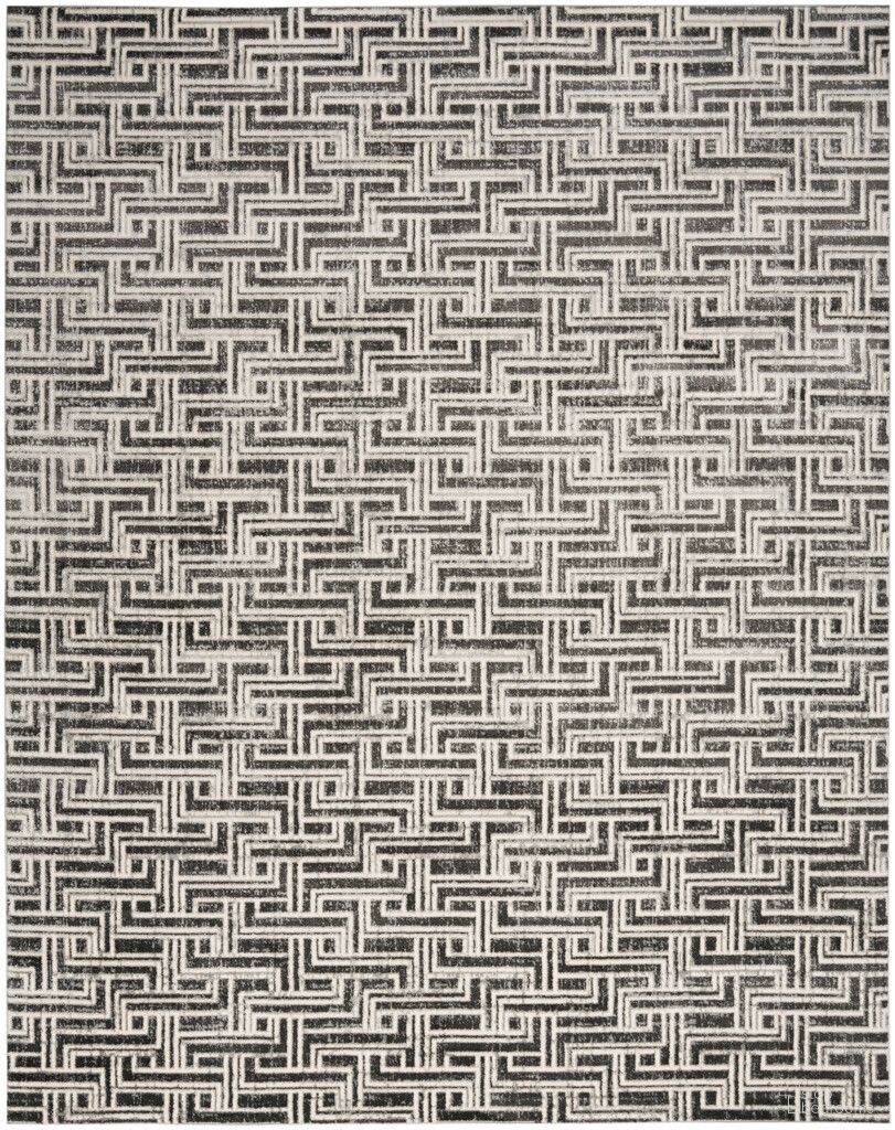 Serenity Home 9' x 12' Modern Indoor Rug In Grey and Ivory