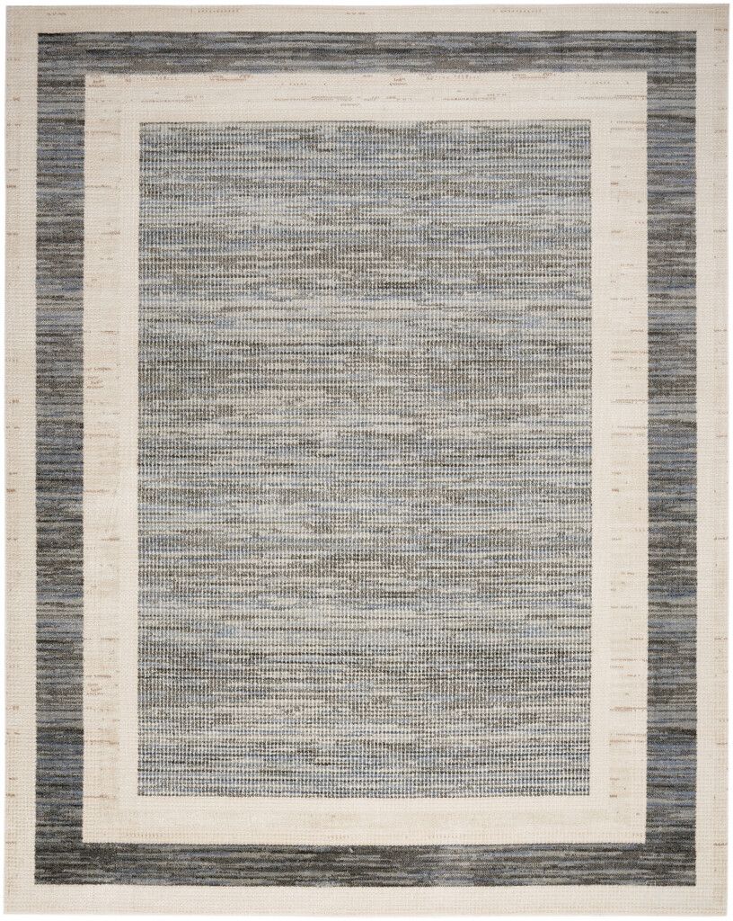 Serenity Home 9' x 12' Modern Indoor Rug In Grey and Ivory