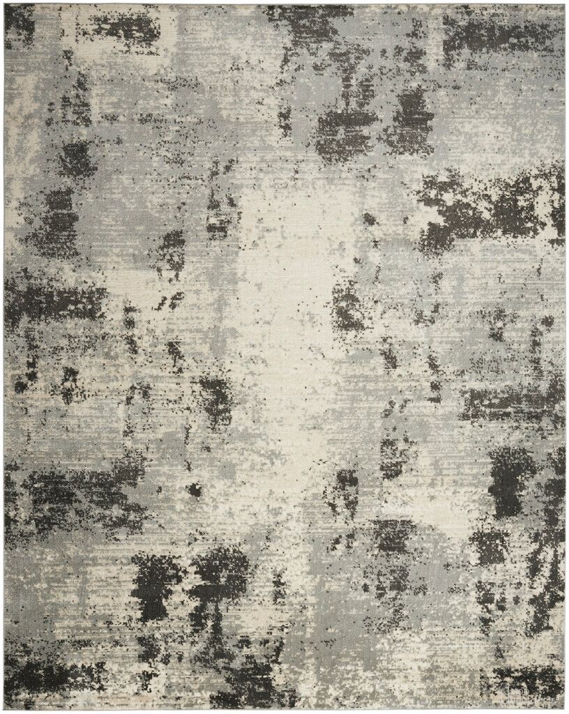 Serenity Home 9' x 12' Modern Indoor Rug In Ivory Grey