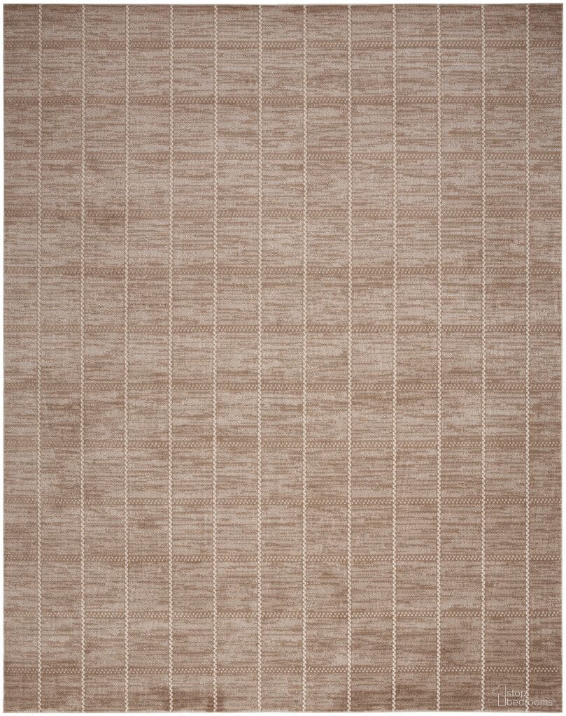 Serenity Home 9' x 12' Modern Indoor Rug In Mocha and Ivory