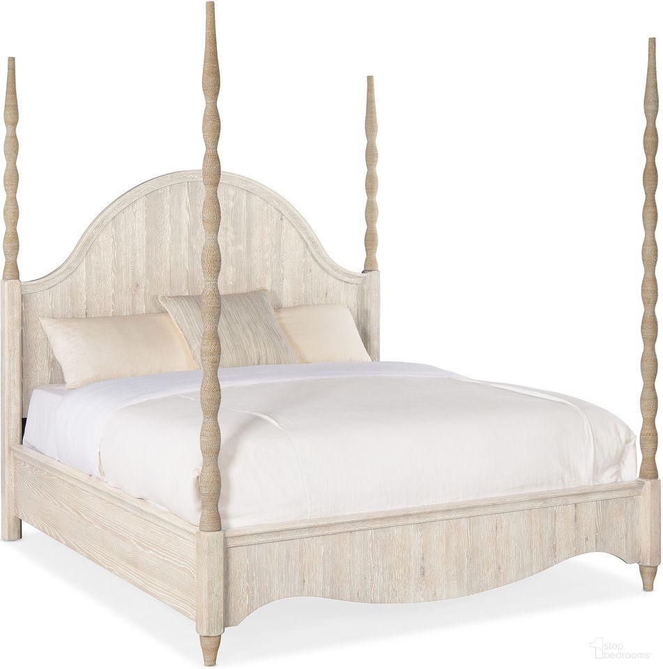 The appearance of Serenity Jetty King Poster Bed designed by Hooker in the transitional interior design. This light wood piece of furniture was selected by 1StopBedrooms from Serenity Collection to add a touch of cosiness and style into your home. Sku: 6350-90653-80;6350-90667-80;6350-90668-80. Bed Type: Poster Bed. Bed Size: King. Material: Oak Veneer.