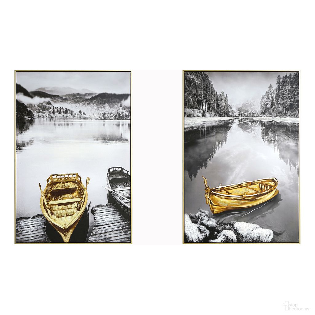 Serenity Reflections Canvas Wall Art Set of 2 In Gold