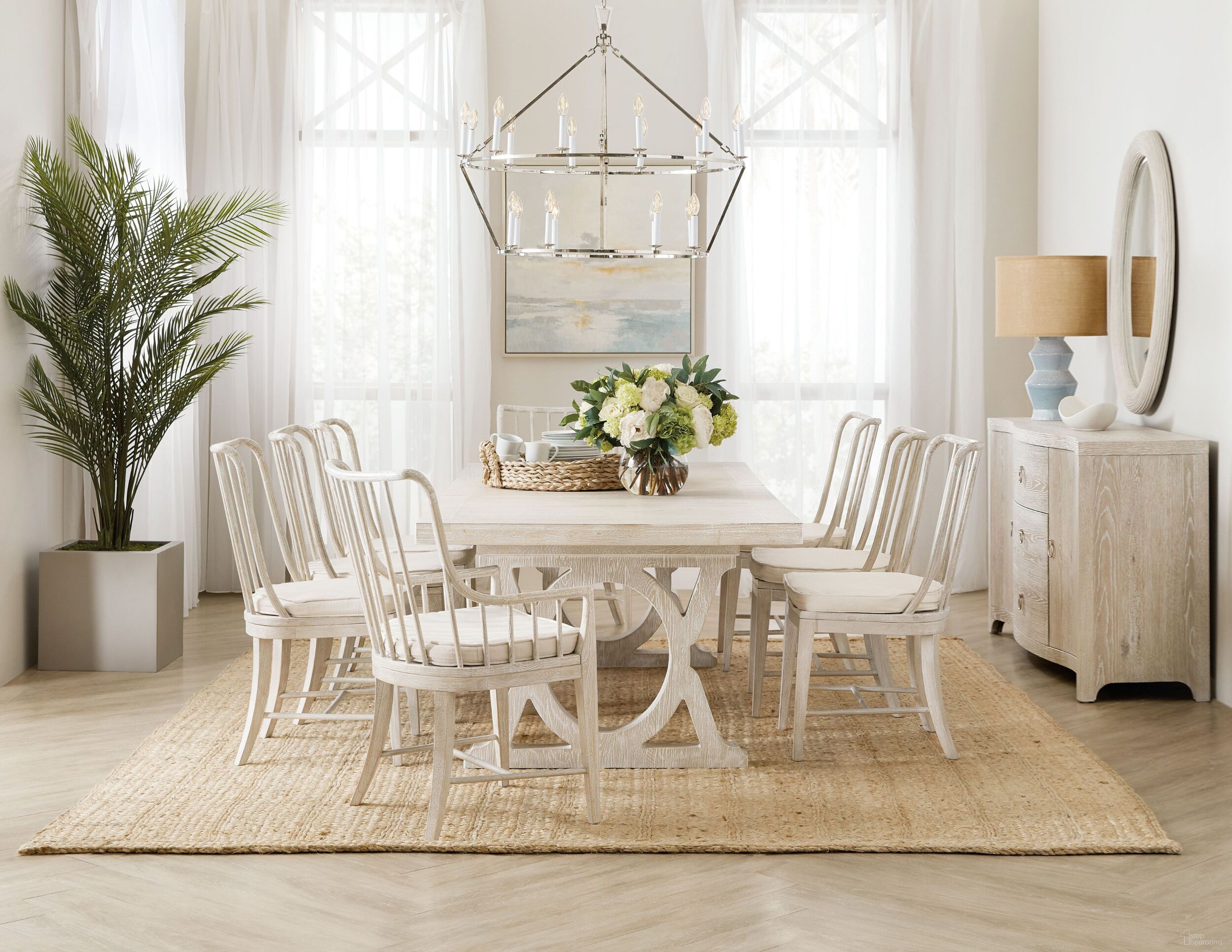Serenity Light Wood Topsail Rectangular Extendable Dining Room Set