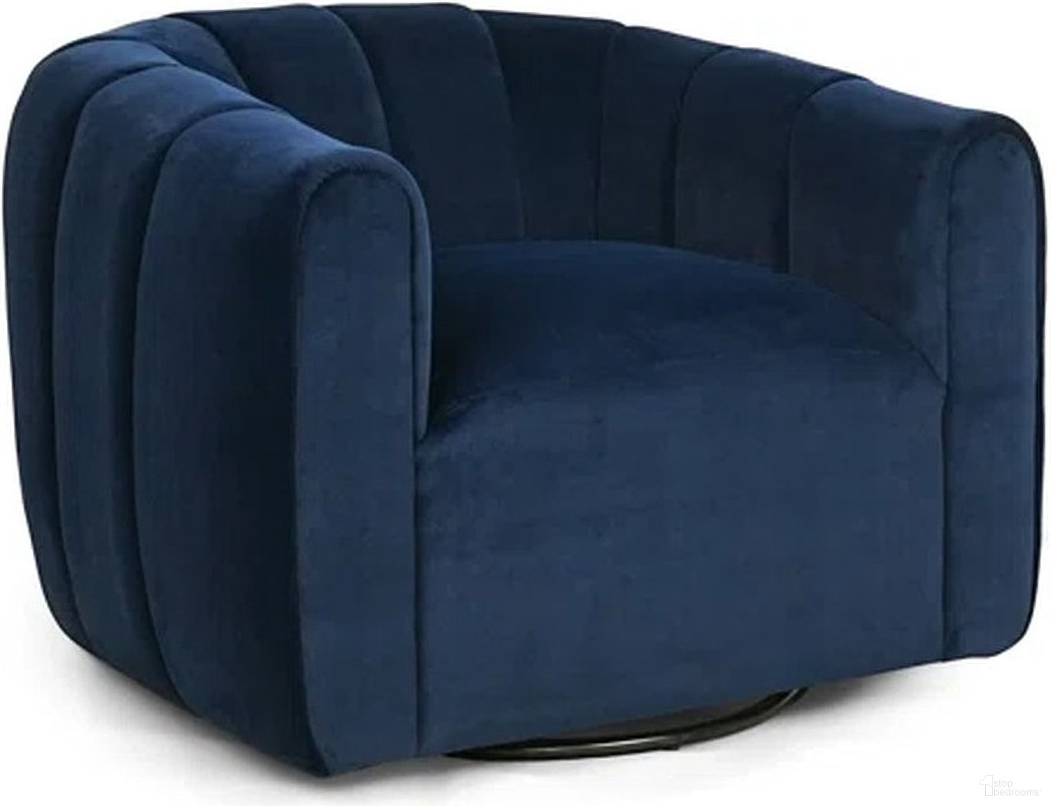 The appearance of Serenizia Upholstered Velvet Swivel Chair with Channel Tufted In Dark Blue designed by Noble House in the modern / contemporary interior design. This dark blue piece of furniture  was selected by 1StopBedrooms from Serenizia Collection to add a touch of cosiness and style into your home. Sku: 74674.00. Material: Velvet.
