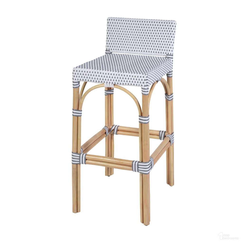 The appearance of Serienna 30" Rectangular Rattan Low Back Bar Stool In White and Gray designed by Butler Specialty Company in the coastal interior design. This white and gray piece of furniture was selected by 1StopBedrooms from Serienna Collection to add a touch of cosiness and style into your home. Sku: 6282266. Material: Rattan.