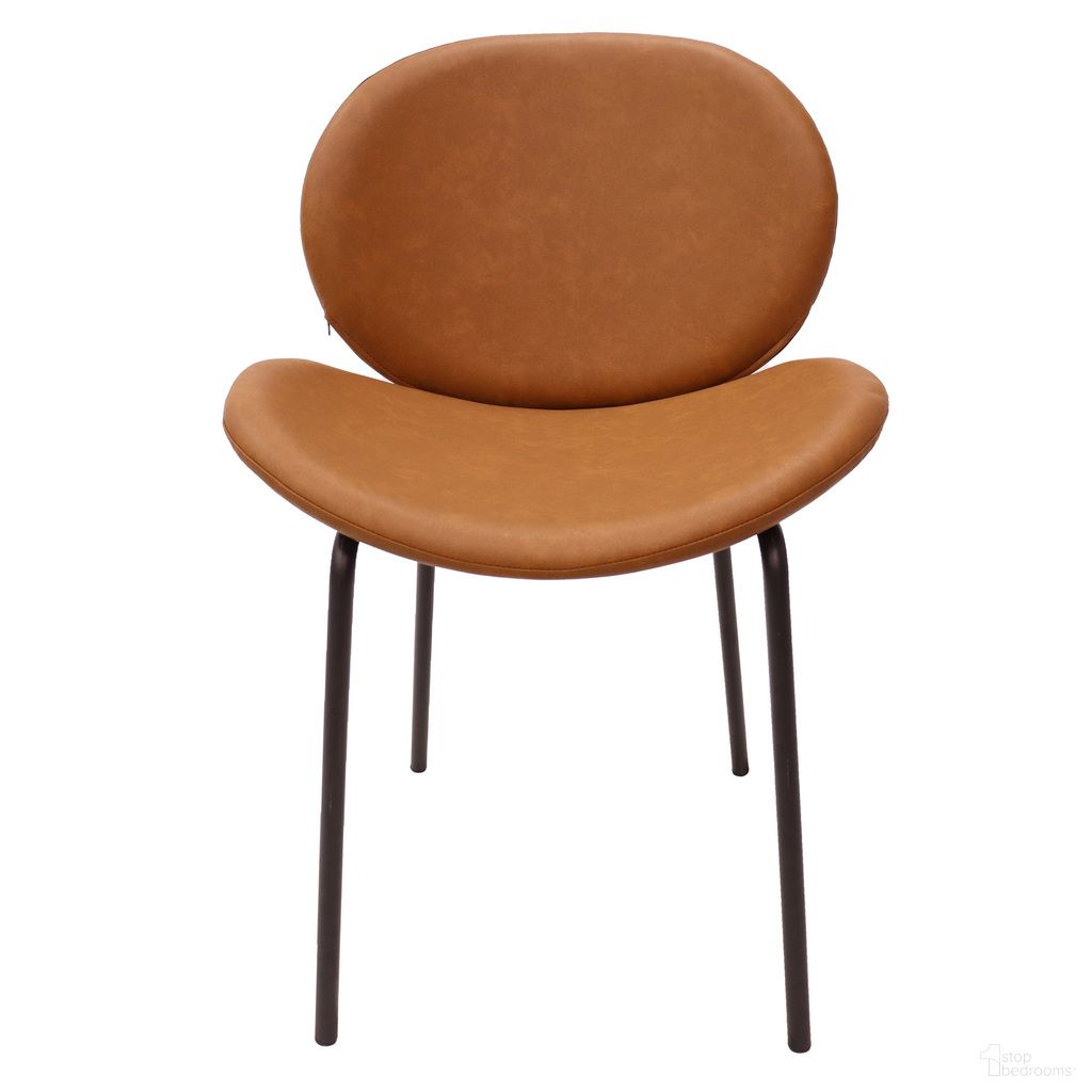 Servos Upholstered Faux Leather and Powder Coated Dining Side Chair In Dark Brown