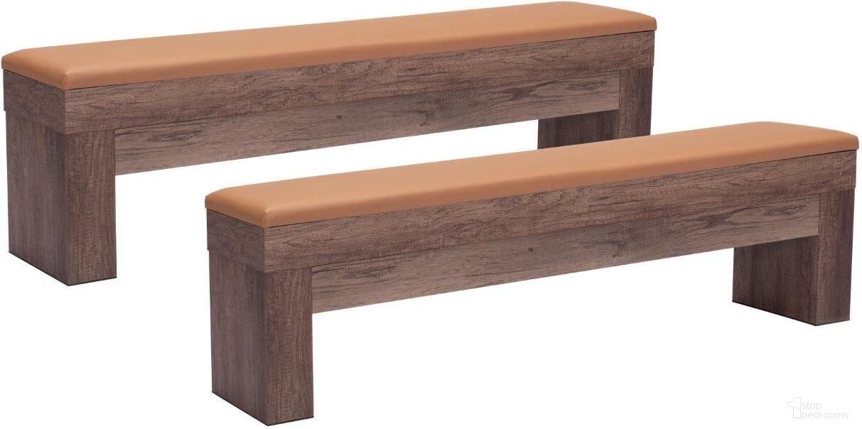 The appearance of Bonker Storage Bench Set of 2 In Brown designed by Zuo Modern in the modern / contemporary interior design. This brown piece of furniture  was selected by 1StopBedrooms from Bonkers Collection to add a touch of cosiness and style into your home. Sku: 109497. Material: Polyurethane.