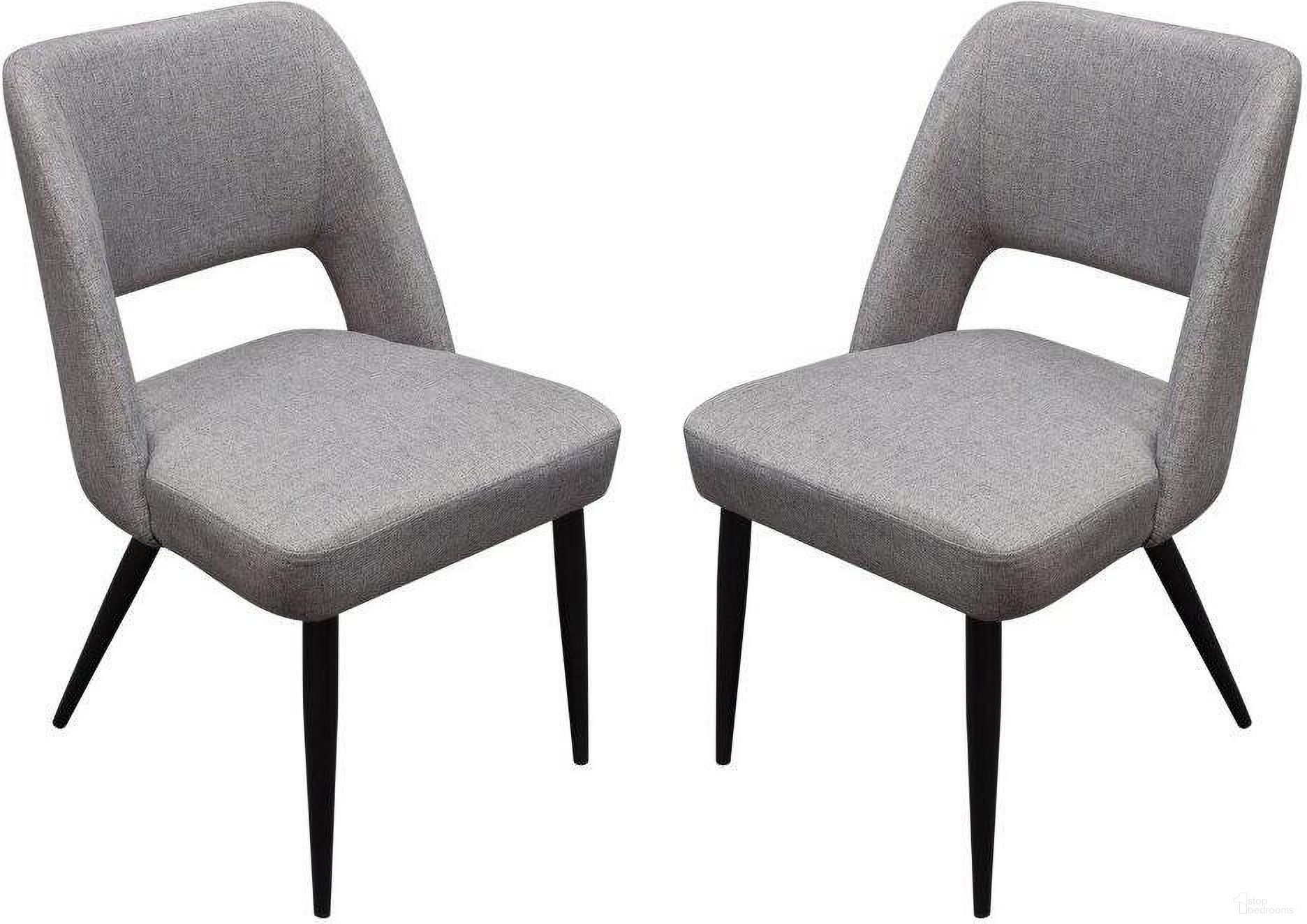 Set of 2 Reveal Dining Chairs in Grey Fabric with Black Powder Coat Metal Leg