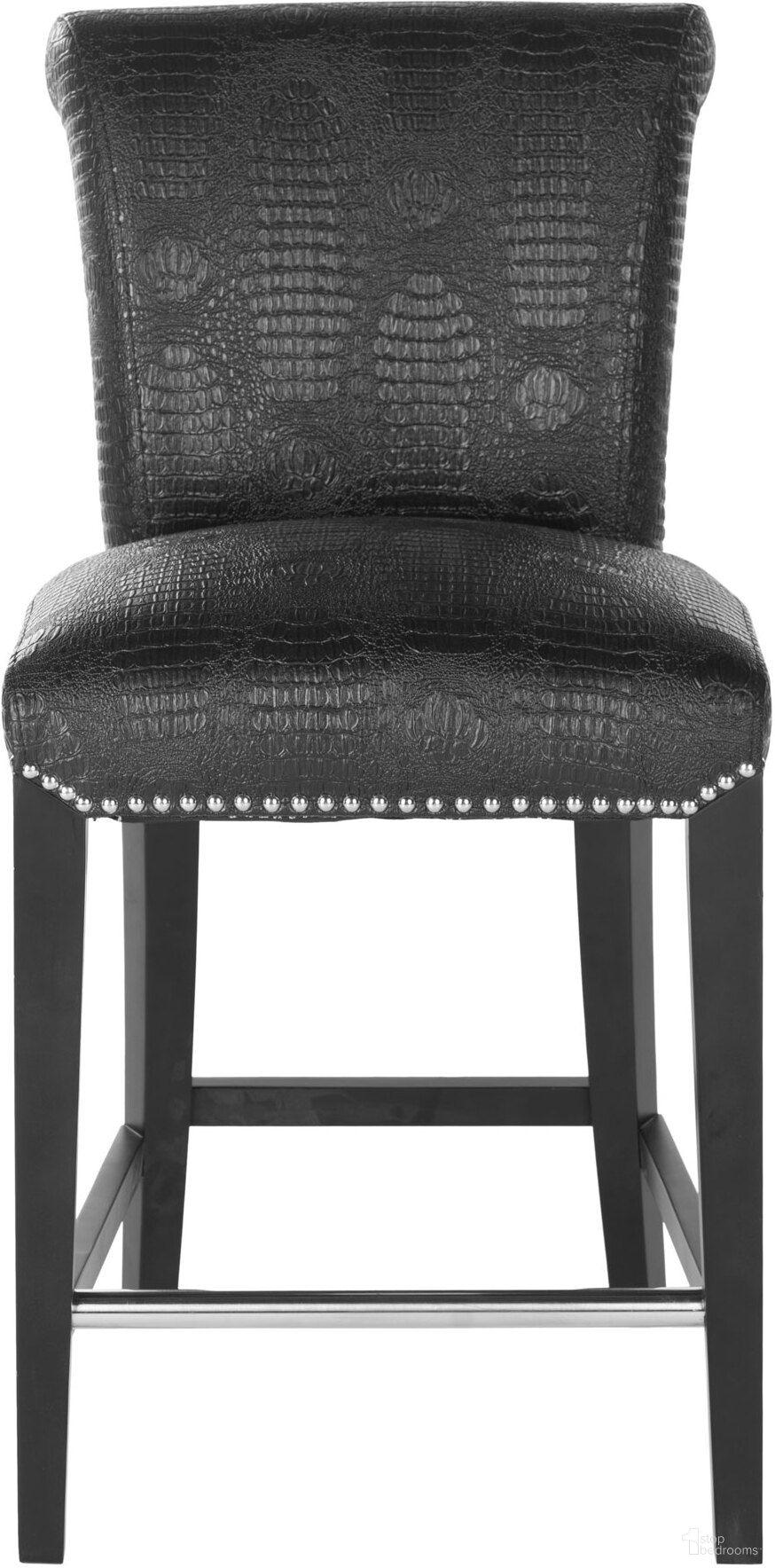 Seth Black Crocodile Leather Counter Stool