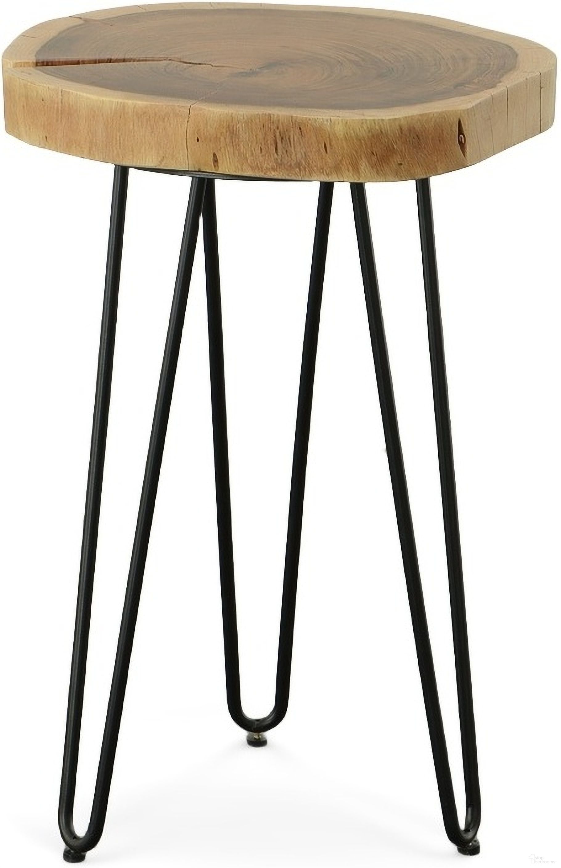 Seti Live Edge Accent Table In Natural Top In Black Base