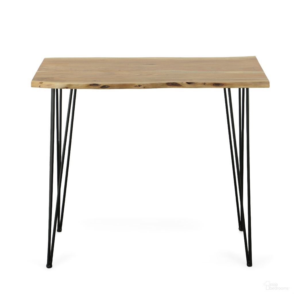 The appearance of Seti Live Edge Bar Table In Natural Top In Black Base designed by Carolina Living in the modern / contemporary interior design. This natural/black piece of furniture  was selected by 1StopBedrooms from Seti Collection to add a touch of cosiness and style into your home. Sku: LE2242NATBK. Table Base Style: Legs. Table Top Shape: Rectangular. Material: Acacia Wood.