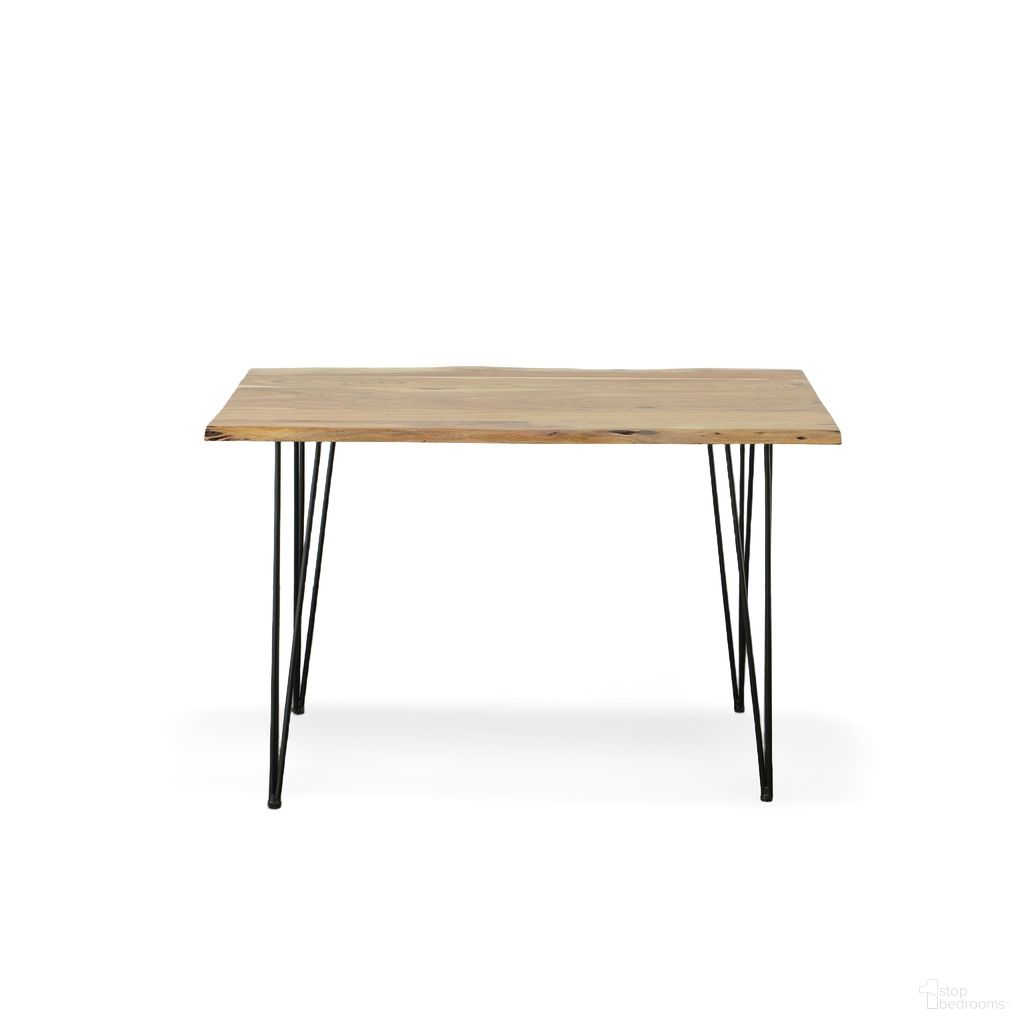 The appearance of Seti Live Edge Dining Table In Natural Top In Black Base designed by Carolina Living in the modern / contemporary interior design. This natural/black piece of furniture  was selected by 1StopBedrooms from Seti Collection to add a touch of cosiness and style into your home. Sku: LE3048NATBK. Table Base Style: Legs. Table Top Shape: Rectangular. Size: 30" x 48". Material: Acacia Wood.