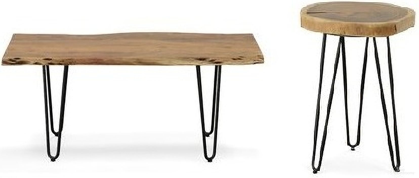 Seti Live Edge Occasional Table Set In Black and Natural