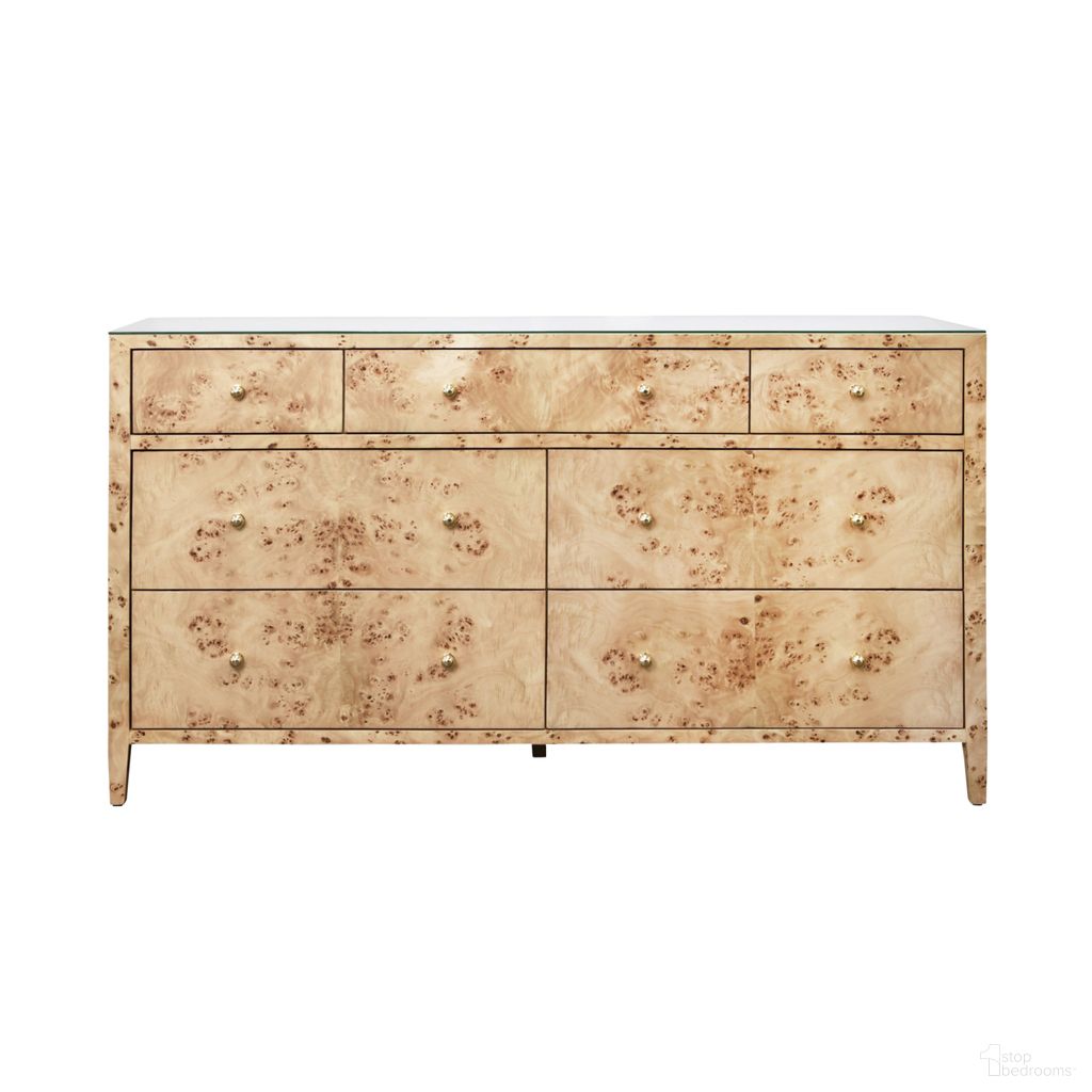 The appearance of Seven Drawer Chest In Brown designed by Worlds Away in the modern / contemporary interior design. This brown piece of furniture  was selected by 1StopBedrooms from  to add a touch of cosiness and style into your home. Sku: CARNEGIE BW. Material: Solid Wood.