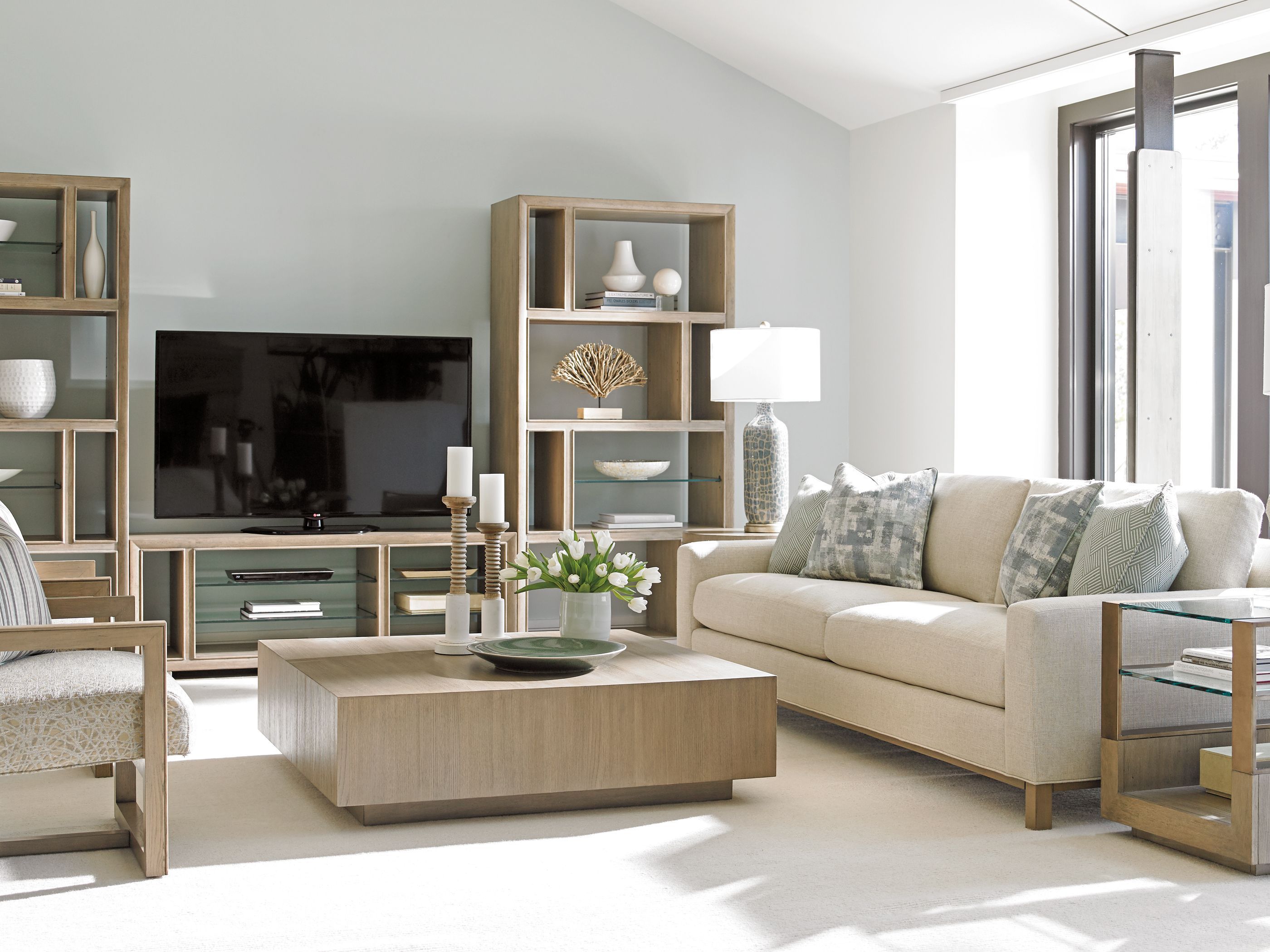 The appearance of Shadow Play Tatum Square Occasional Table Set designed by Lexington in the transitional interior design. This mist piece of furniture was selected by 1StopBedrooms from Shadow Play Collection to add a touch of cosiness and style into your home. Sku: 725-947;725-953. Material: Fabric.