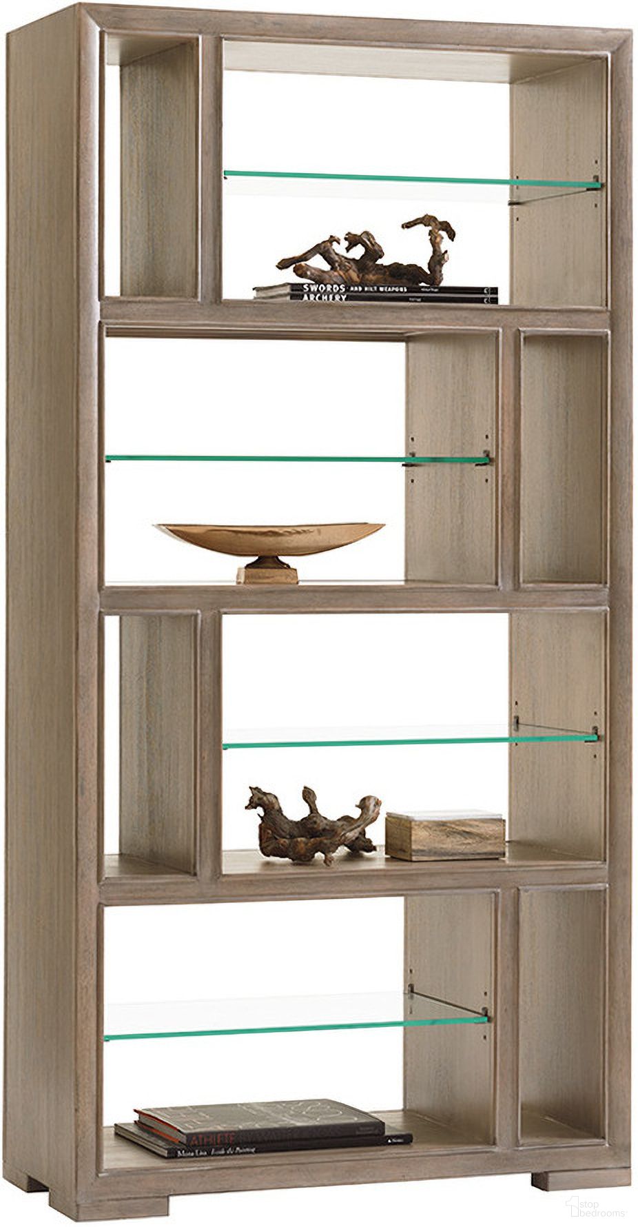 The appearance of Shadow Play Windsor Open Bookcase In Mist designed by Lexington in the modern / contemporary interior design. This mist piece of furniture was selected by 1StopBedrooms from Shadow Play Collection to add a touch of cosiness and style into your home. Sku: 725-991. Material: Fabric.