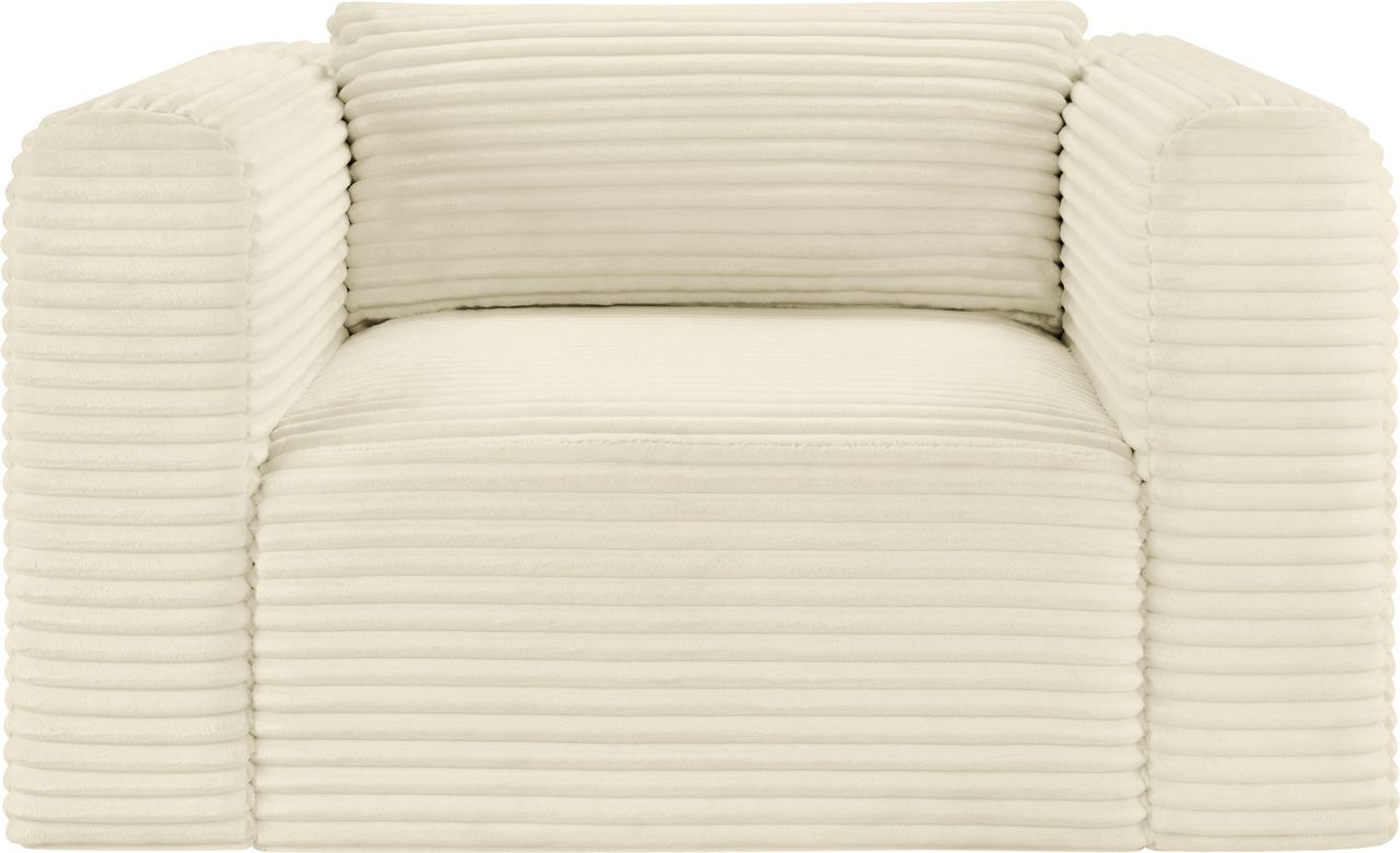 The appearance of Shaggy Corduroy Performance Fabric Arm Chair In Cream designed by Meridian in the modern / contemporary interior design. This cream piece of furniture  was selected by 1StopBedrooms from Shaggy Collection to add a touch of cosiness and style into your home. Sku: 641Cream-Chair. Material: Fabric.