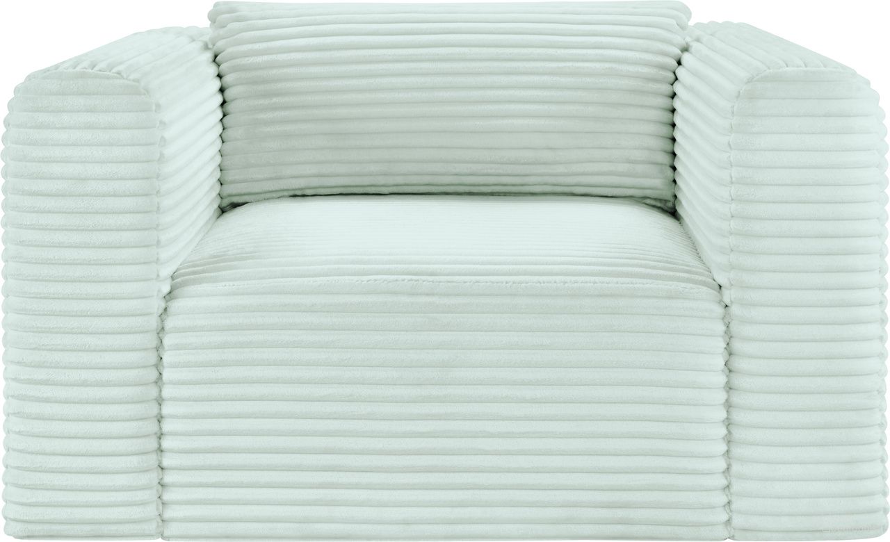 The appearance of Shaggy Corduroy Performance Fabric Arm Chair In Mint designed by Meridian in the modern / contemporary interior design. This mint piece of furniture  was selected by 1StopBedrooms from Shaggy Collection to add a touch of cosiness and style into your home. Sku: 641Mint-Chair. Material: Fabric.