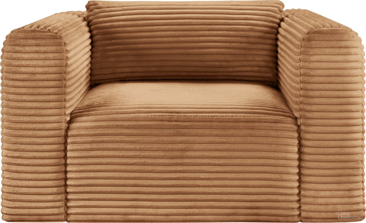 Shaggy Corduroy Performance Fabric Arm Chair In Saddle