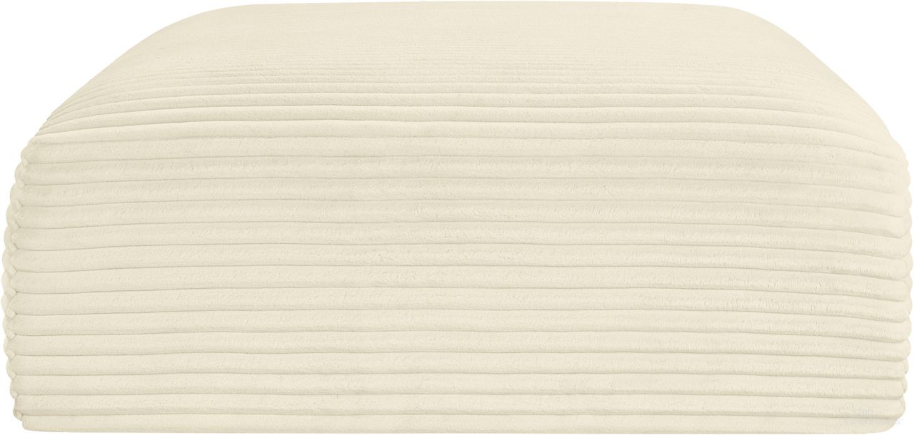 The appearance of Shaggy Corduroy Performance Fabric Ottoman In Cream designed by Meridian in the modern / contemporary interior design. This cream piece of furniture  was selected by 1StopBedrooms from Shaggy Collection to add a touch of cosiness and style into your home. Sku: 641Cream-Ott. Material: Fabric.