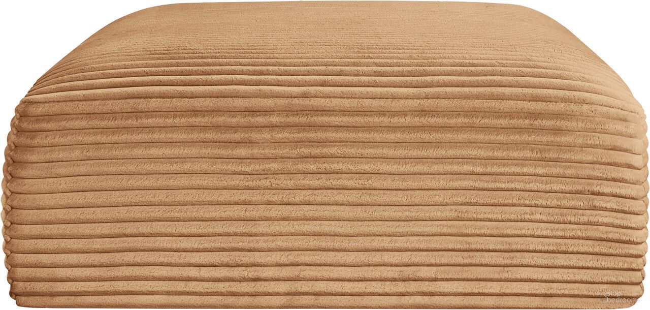 Shaggy Corduroy Performance Fabric Ottoman In Saddle