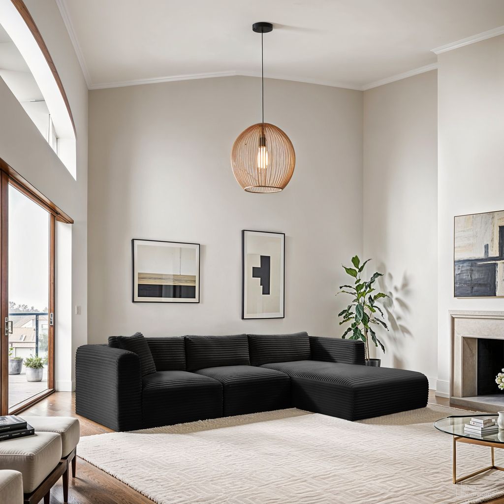 The appearance of Shaggy Corduroy Performance Fabric 3 Piece Modular Sectional In Black designed by Meridian in the modern / contemporary interior design. This black piece of furniture was selected by 1StopBedrooms from Shaggy Collection to add a touch of cosiness and style into your home. Sku: 641Black-Armless;641Black-Corner;641Black-Chaise. Material: Fabric.