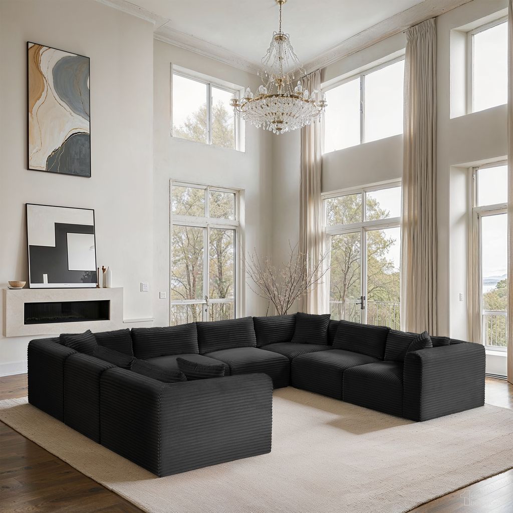 The appearance of Shaggy Corduroy Performance Fabric 8 Piece Modular Sectional In Black designed by Meridian in the modern / contemporary interior design. This black piece of furniture was selected by 1StopBedrooms from Shaggy Collection to add a touch of cosiness and style into your home. Sku: 641Black-Armless;641Black-Armless;641Black-Armless;641Black-Armless;641Black-Corner;641Black-Corner;641Black-Corner;641Black-Corner. Material: Fabric.