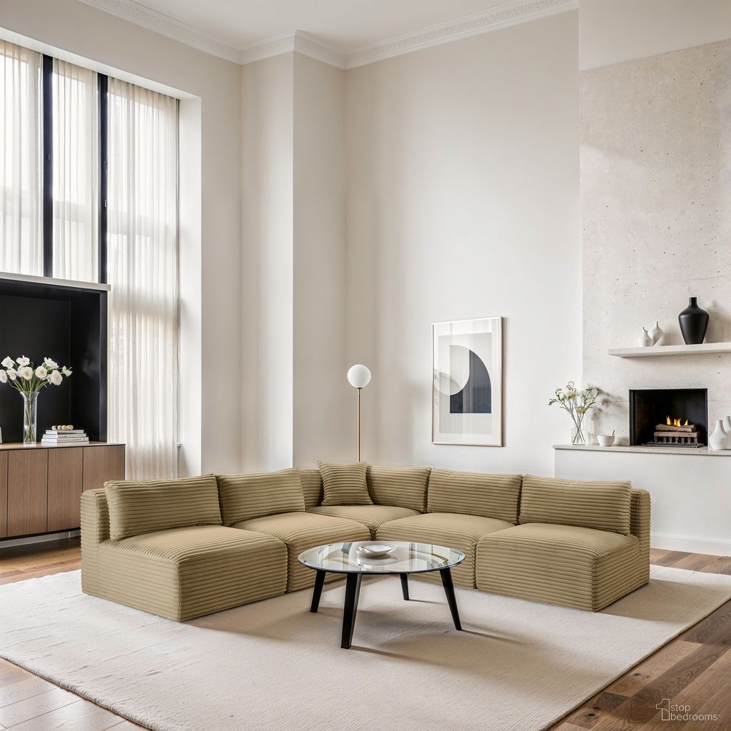 The appearance of Shaggy Corduroy Performance Fabric 5 Piece Modular Sectional In Camel designed by Meridian in the modern / contemporary interior design. This camel piece of furniture was selected by 1StopBedrooms from Shaggy Collection to add a touch of cosiness and style into your home. Sku: 641Camel-Armless;641Camel-Armless;641Camel-Armless;641Camel-Armless;641Camel-Corner. Material: Fabric. Layout: L-Shape.