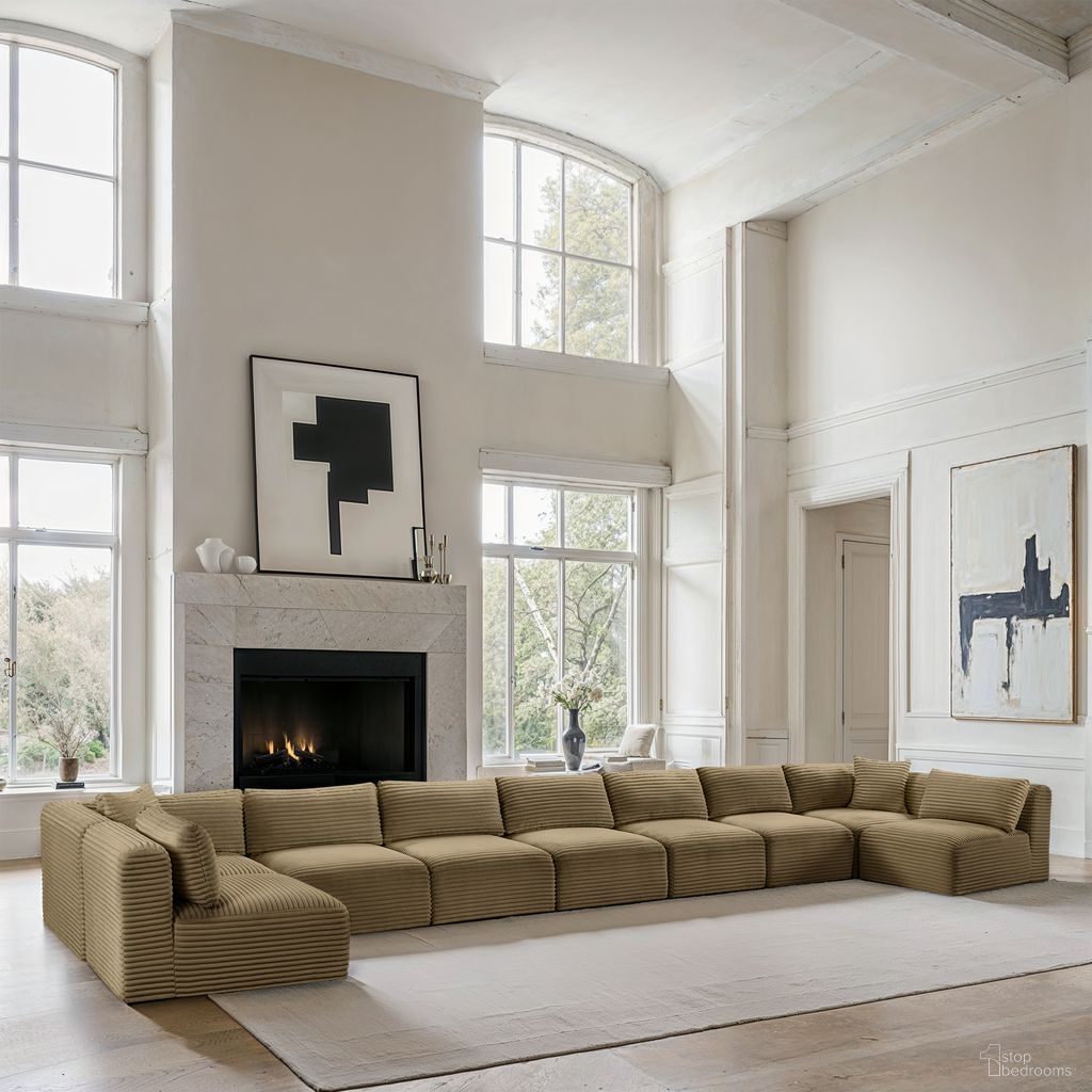The appearance of Shaggy Corduroy Performance Fabric 9 Piece Modular Sectional In Camel designed by Meridian in the modern / contemporary interior design. This camel piece of furniture was selected by 1StopBedrooms from Shaggy Collection to add a touch of cosiness and style into your home. Sku: 641Camel-Armless;641Camel-Armless;641Camel-Armless;641Camel-Armless;641Camel-Armless;641Camel-Armless;641Camel-Armless;641Camel-Corner;641Camel-Corner. Material: Fabric.