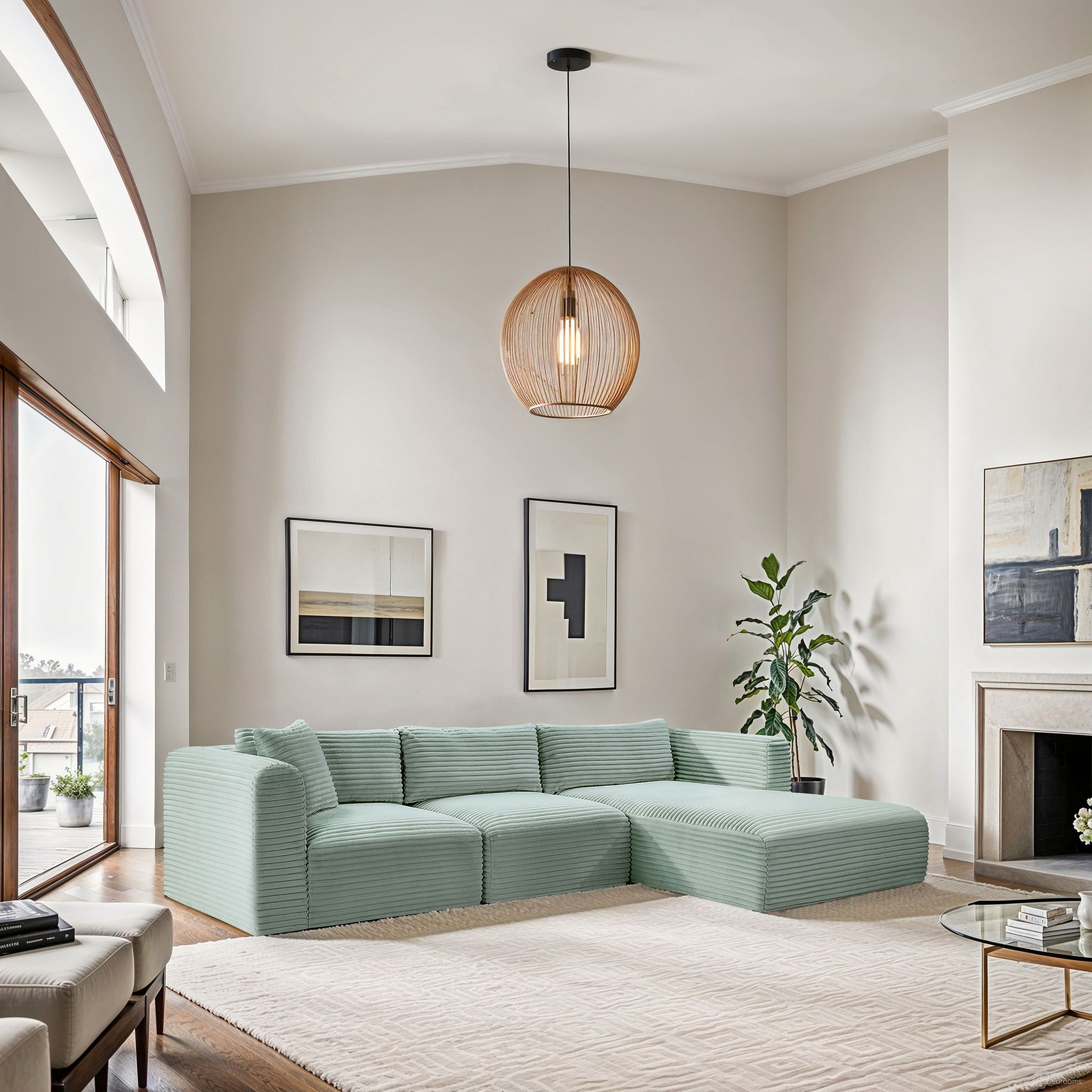 The appearance of Shaggy Corduroy Performance Fabric 3 Piece Modular Sectional In Mint designed by Meridian in the modern / contemporary interior design. This mint piece of furniture was selected by 1StopBedrooms from Shaggy Collection to add a touch of cosiness and style into your home. Sku: 641Mint-Armless;641Mint-Corner;641Mint-Chaise. Material: Corduroy.