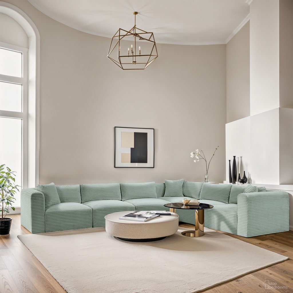 The appearance of Shaggy Corduroy Performance Fabric 6 Piece Modular Sectional In Mint designed by Meridian in the modern / contemporary interior design. This mint piece of furniture  was selected by 1StopBedrooms from Shaggy Collection to add a touch of cosiness and style into your home. Sku: 641Mint-Armless;641Mint-Armless;641Mint-Armless;641Mint-Corner;641Mint-Corner;641Mint-Corner. Material: Fabric.