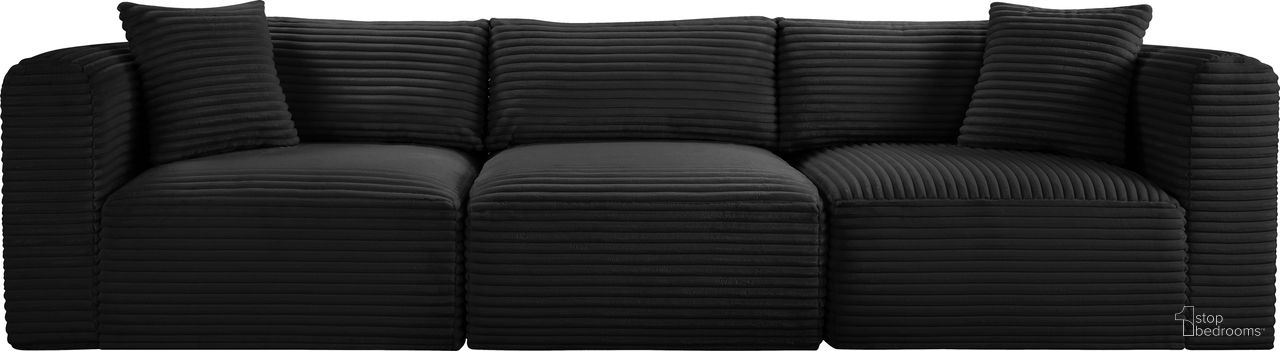 The appearance of Shaggy Corduroy Performance Fabric 3 Piece Modular Sofa In Black designed by Meridian in the modern / contemporary interior design. This black piece of furniture  was selected by 1StopBedrooms from Shaggy Collection to add a touch of cosiness and style into your home. Sku: 641Black-Armless;641Black-Corner;641Black-Corner. Material: Fabric.