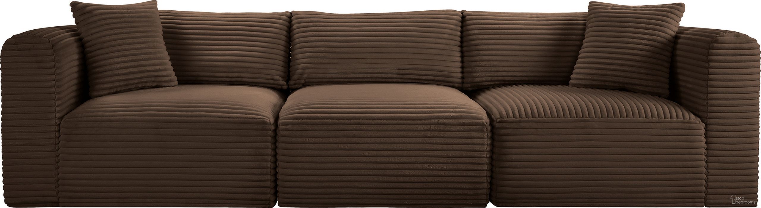 The appearance of Shaggy Corduroy Performance Fabric 3 Piece Modular Sofa In Brown designed by Meridian in the modern / contemporary interior design. This brown piece of furniture  was selected by 1StopBedrooms from Shaggy Collection to add a touch of cosiness and style into your home. Sku: 641Brown-Armless;641Brown-Corner;641Brown-Corner. Material: Fabric.